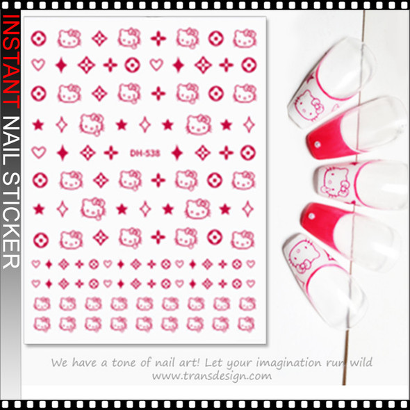 NAIL STICKER Cartoon, Hello Kitty & LV Rose Red #DH-538